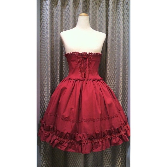 Alice and the Pirates Dresses & Skirts - Alice and the Pirates Women Rosalie Corset Skirt Red Lace Ruffle Lolita Jumper